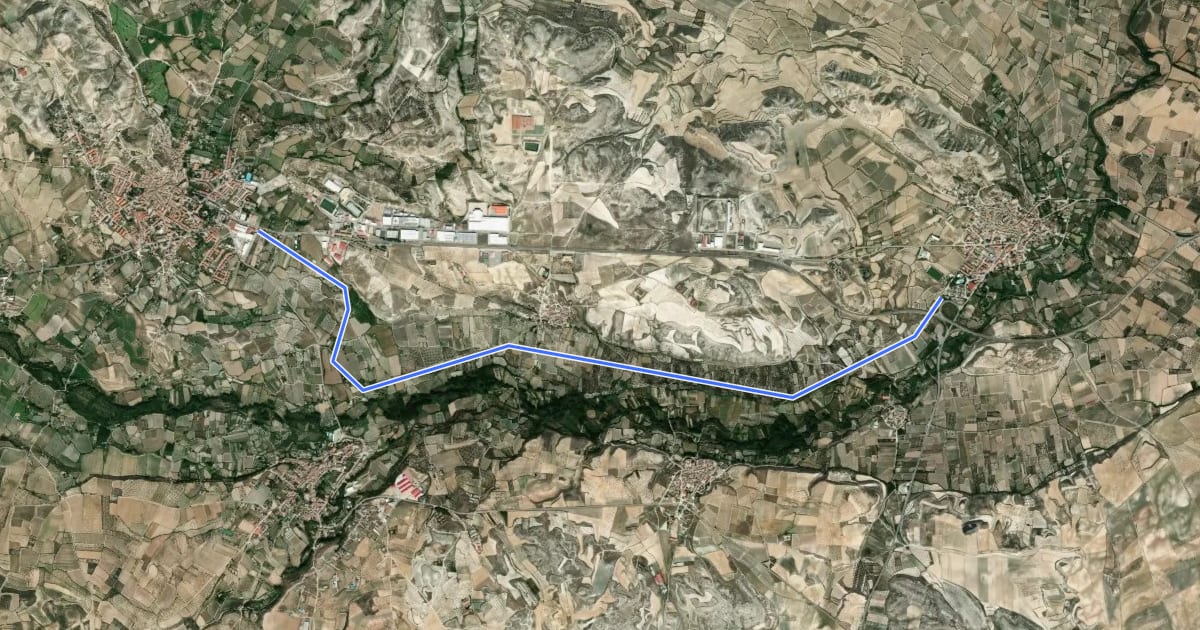 Маршрут Vía Verde del Campo de Borja на спутниковом снимке