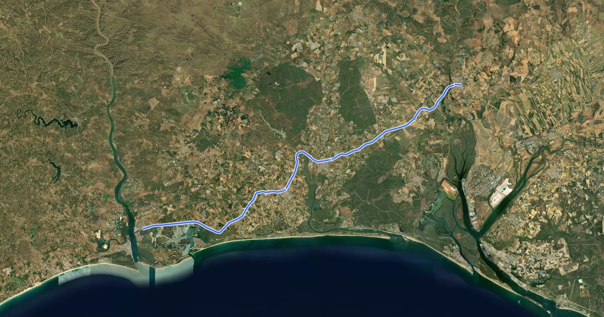 Маршрут Vía Verde del Litoral на спутниковом снимке