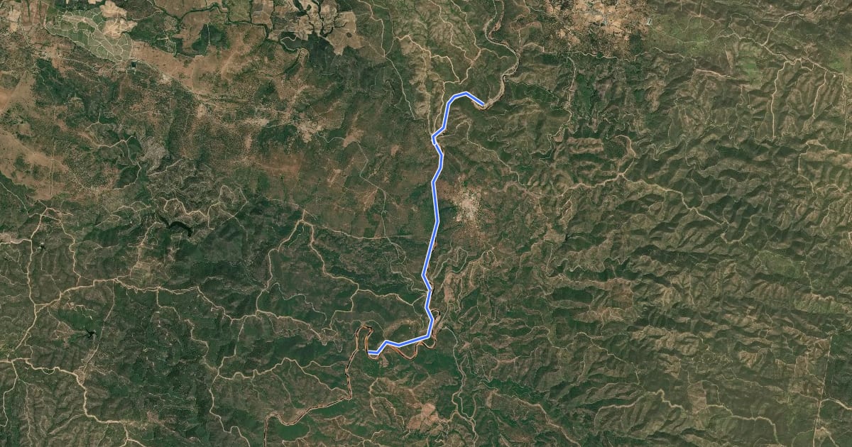 Маршрут Vía Verde del Río Tinto на спутниковом снимке