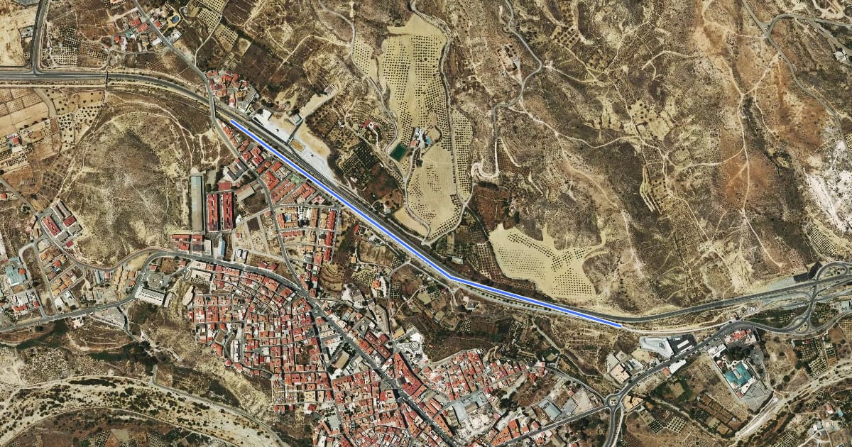 Маршрут Vía Verde Olula del Río на спутниковом снимке