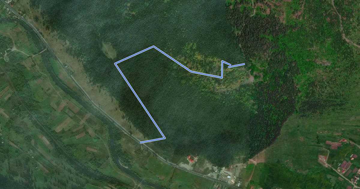 Маршрут Vâgani (DN15)-Altar cu belvedere către Valea Mureșului на спутниковом снимке