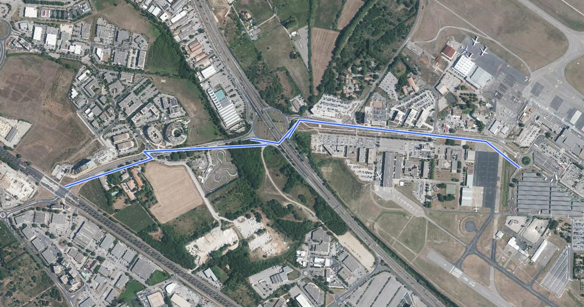 Маршрут Véloligne 4d (Pérols - Aéroport) на спутниковом снимке