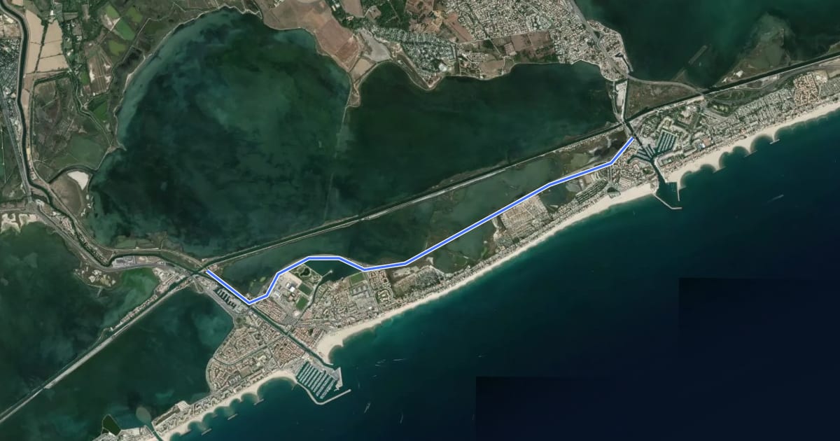 Маршрут Véloligne C на спутниковом снимке