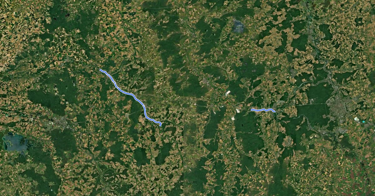 Маршрут Véloroute 52 - Bar-le-Duc to Saint-Armand-sur-Ornain на спутниковом снимке