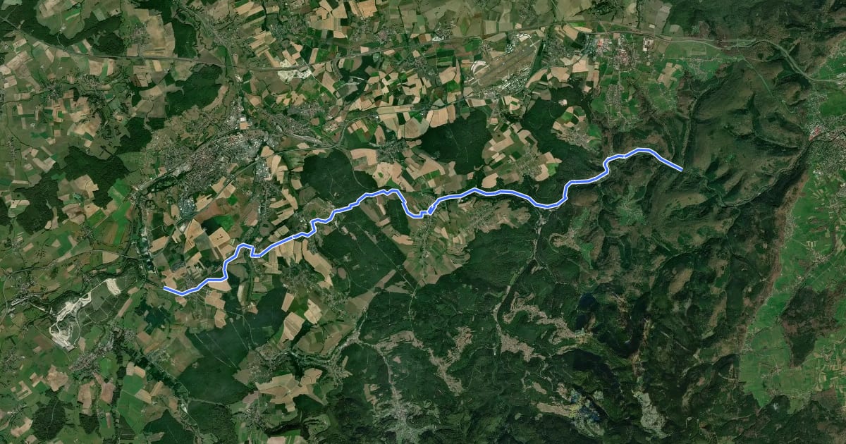 Маршрут Véloroute 52 - Hesse to Saverne на спутниковом снимке
