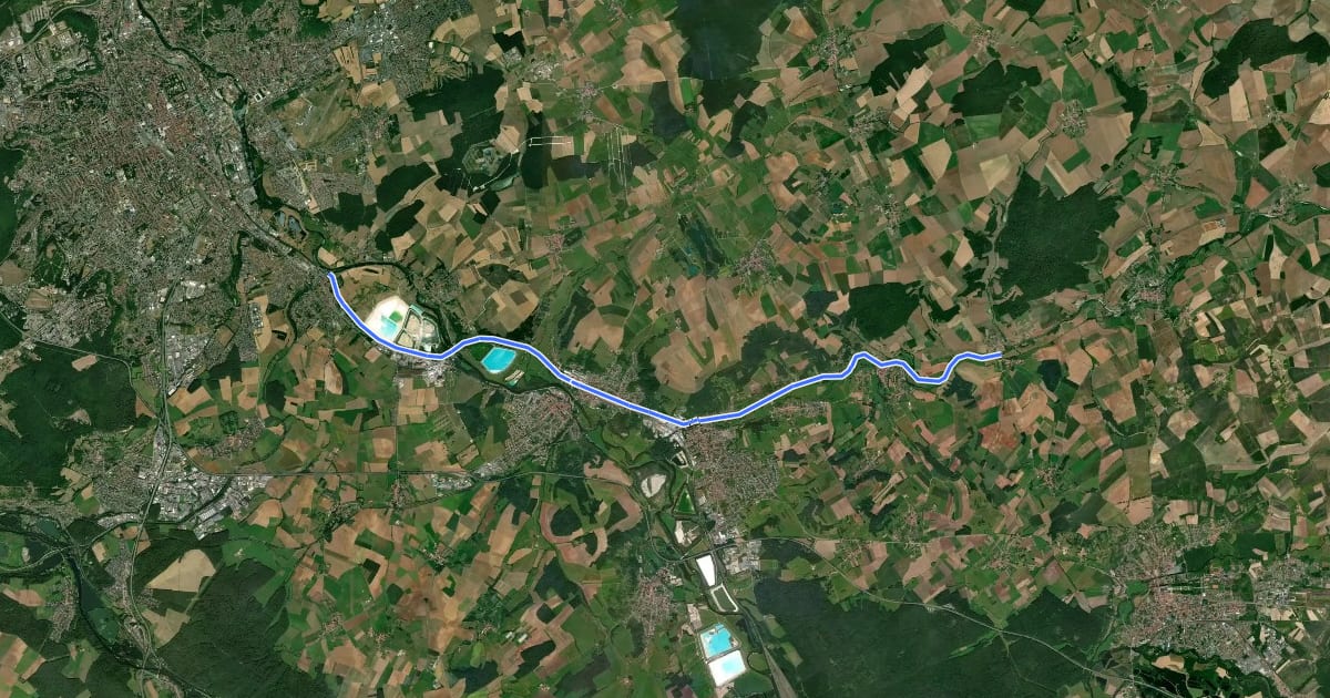 Маршрут Véloroute 52 - Laneuveville to Maixe на спутниковом снимке