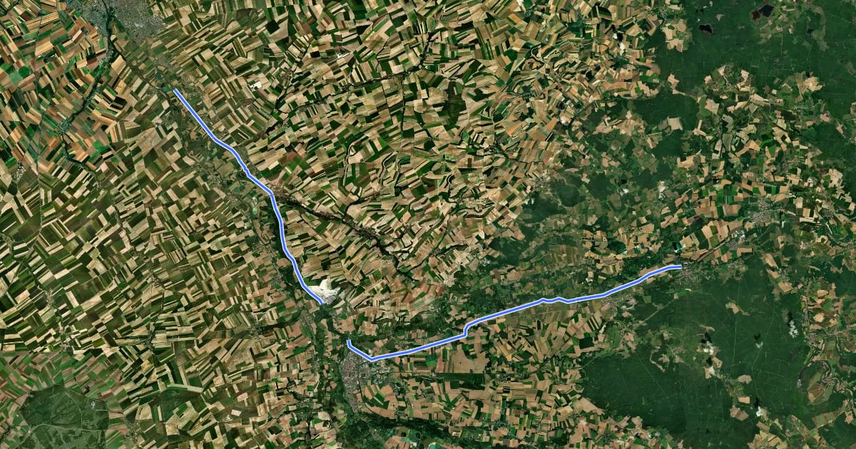 Маршрут Véloroute 52 - Moncetz-Longevas to Sermaize-les-Bains на спутниковом снимке