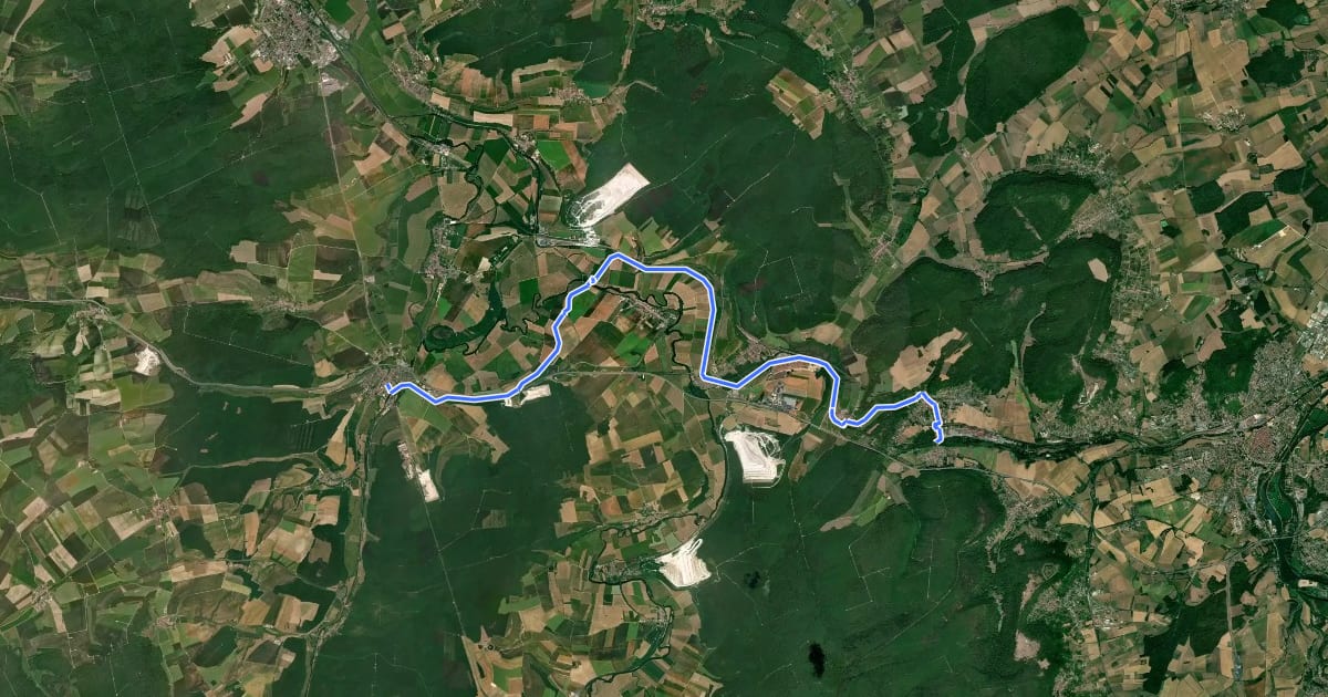 Маршрут Véloroute 52 - Void-Vacon to Toul на спутниковом снимке