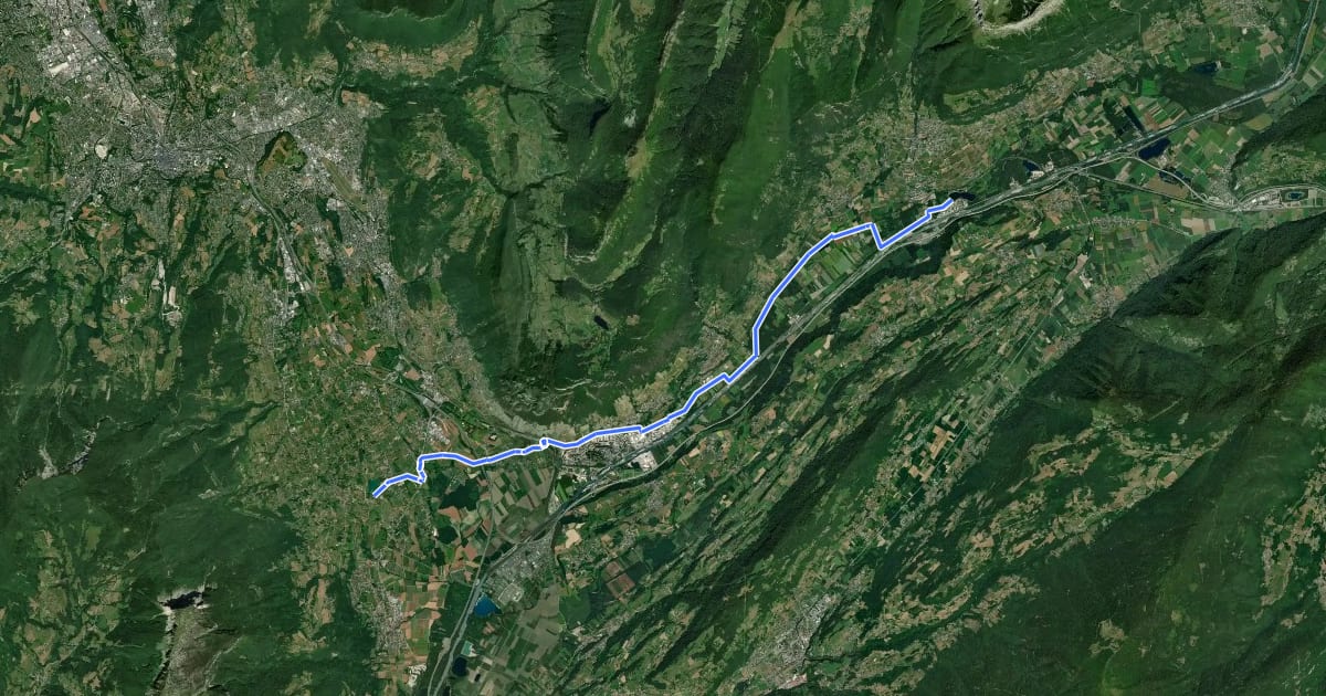 Маршрут Véloroute 62 Montmélian - St.Pierre-d'Albigny на спутниковом снимке