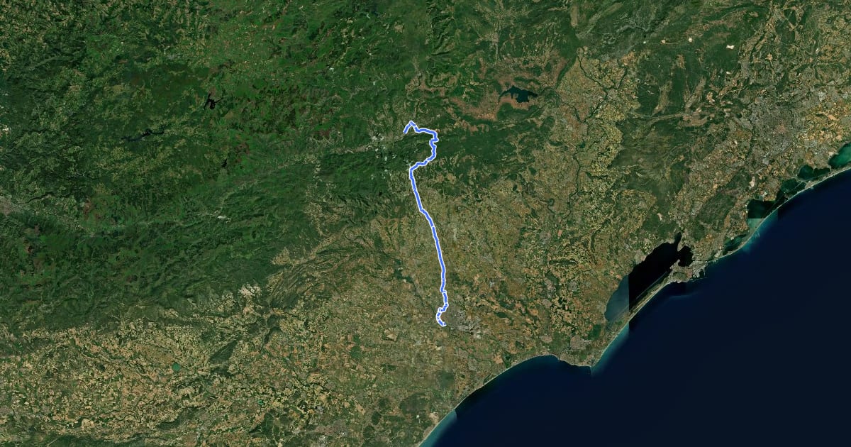 Маршрут Véloroute Bédarieux - Béziers на спутниковом снимке