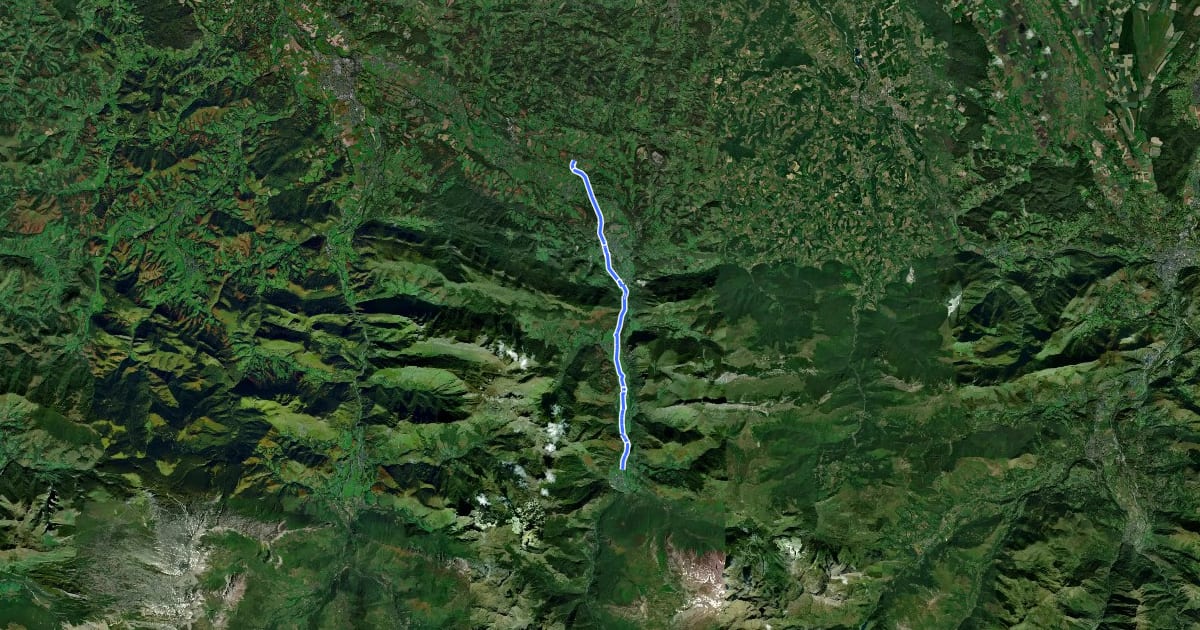 Маршрут Véloroute Cami d'Aussau - Vallée d'Ossau на спутниковом снимке