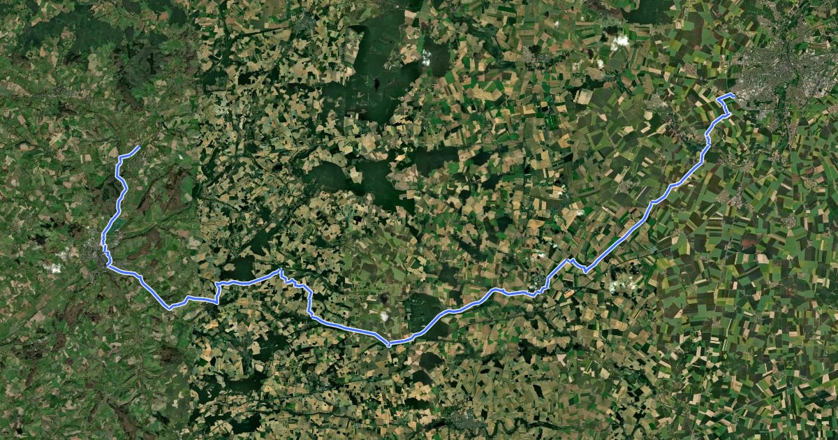 Маршрут Véloroute Chartres - Condé sur Huisne на спутниковом снимке