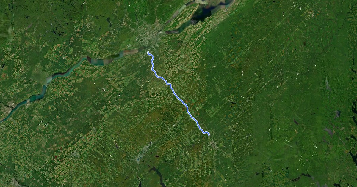 Маршрут Véloroute de la Chaudière на спутниковом снимке