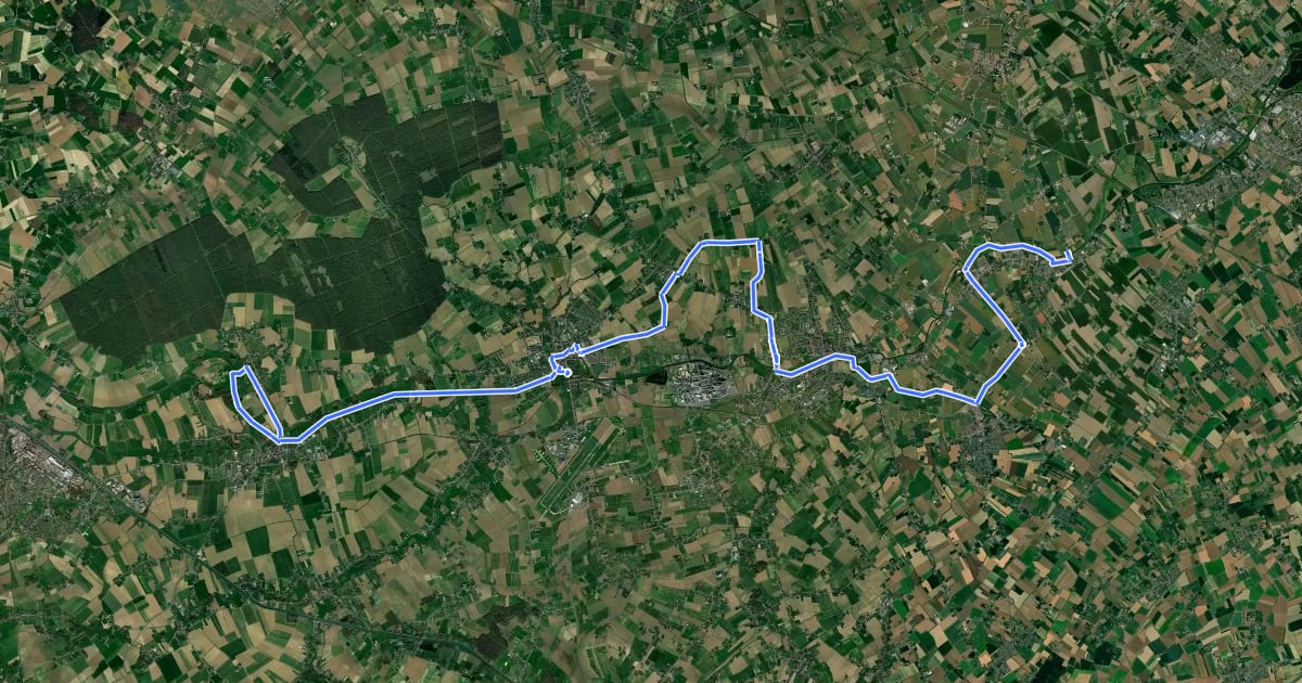Маршрут Véloroute de la Lys на спутниковом снимке