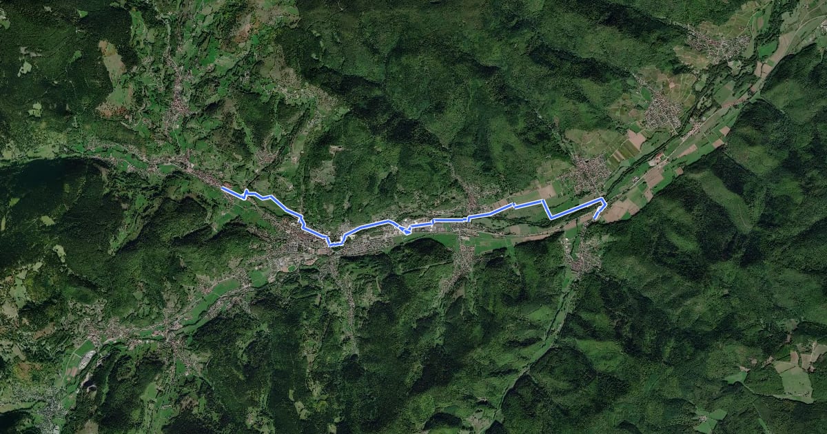 Маршрут Véloroute de la Petite Fecht на спутниковом снимке