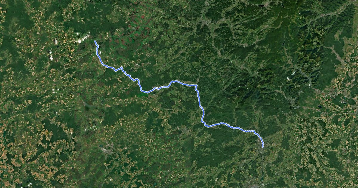Маршрут Véloroute de la V50 (Voie Bleue) à l'EV6 на спутниковом снимке