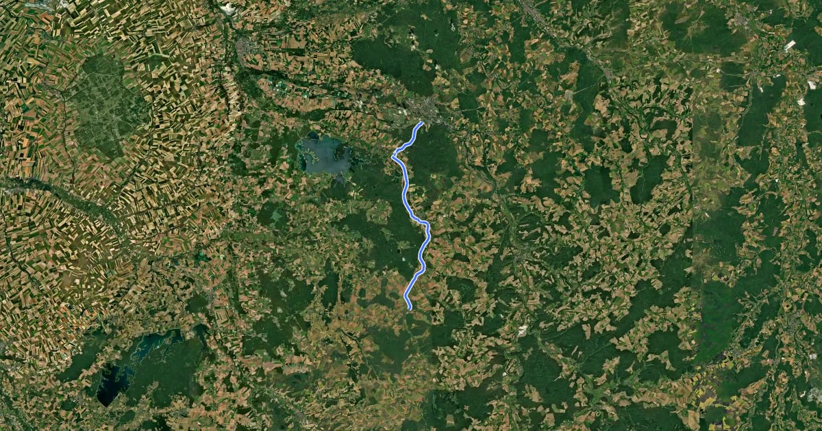 Маршрут Véloroute de la Vallée de la Blaise на спутниковом снимке