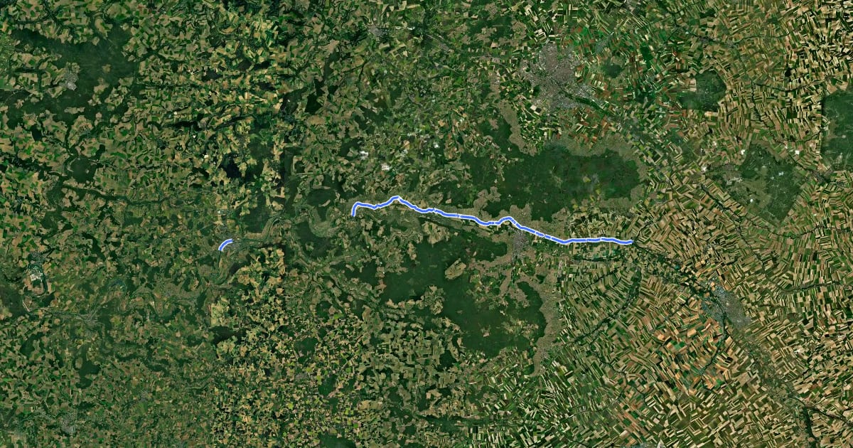 Маршрут Véloroute de la Vallée de la Marne на спутниковом снимке