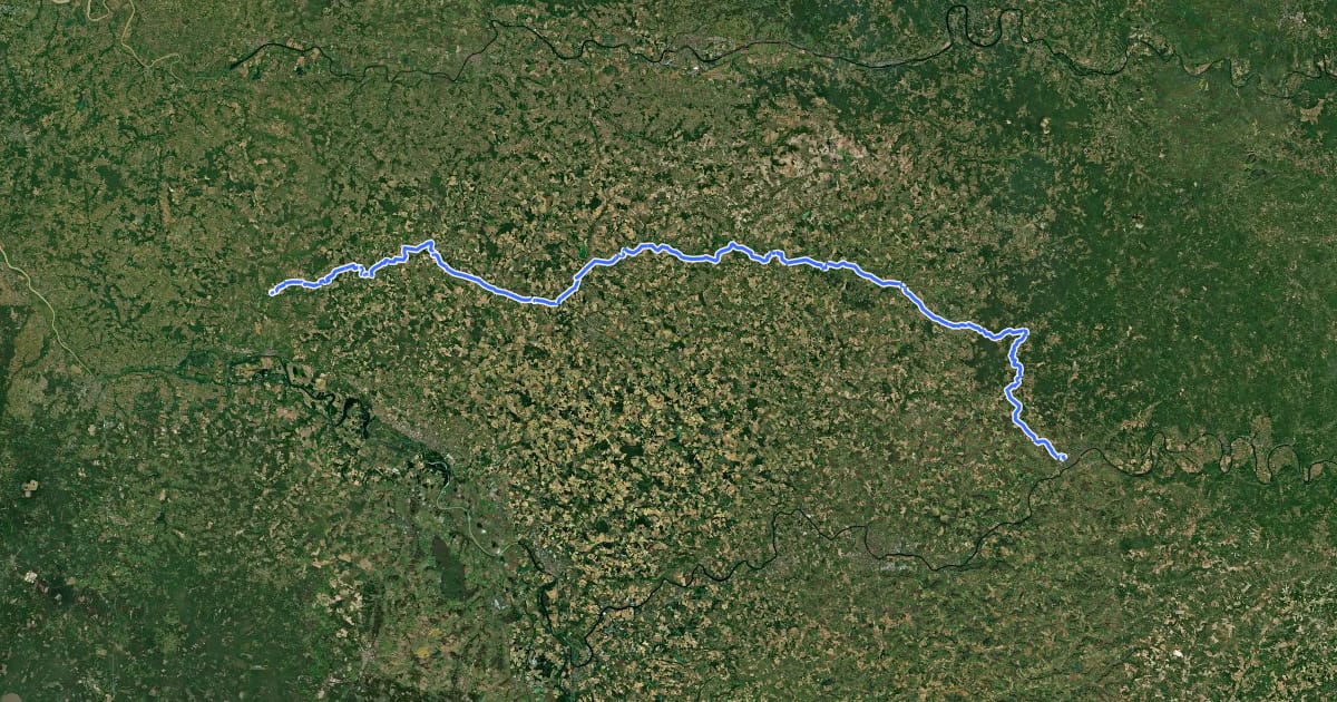 Маршрут Véloroute de la Vallée du Dropt на спутниковом снимке