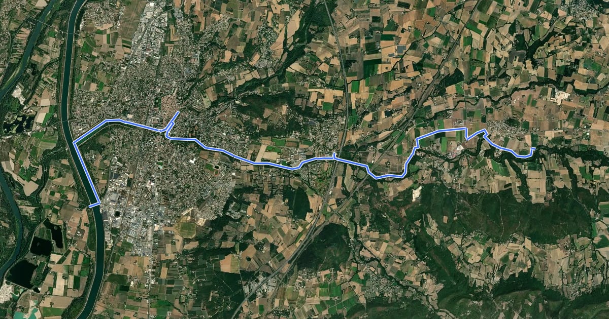 Маршрут Véloroute de la vallée du Jabron на спутниковом снимке