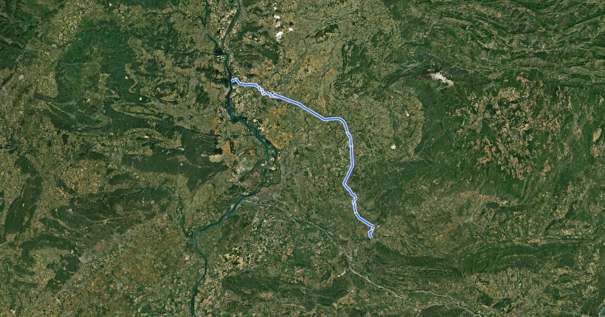 Маршрут Véloroute de la Via Venaissia на спутниковом снимке
