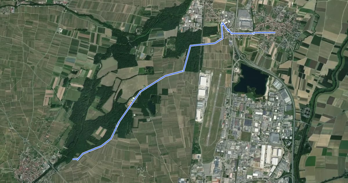 Маршрут Véloroute de la Waldeslust на спутниковом снимке