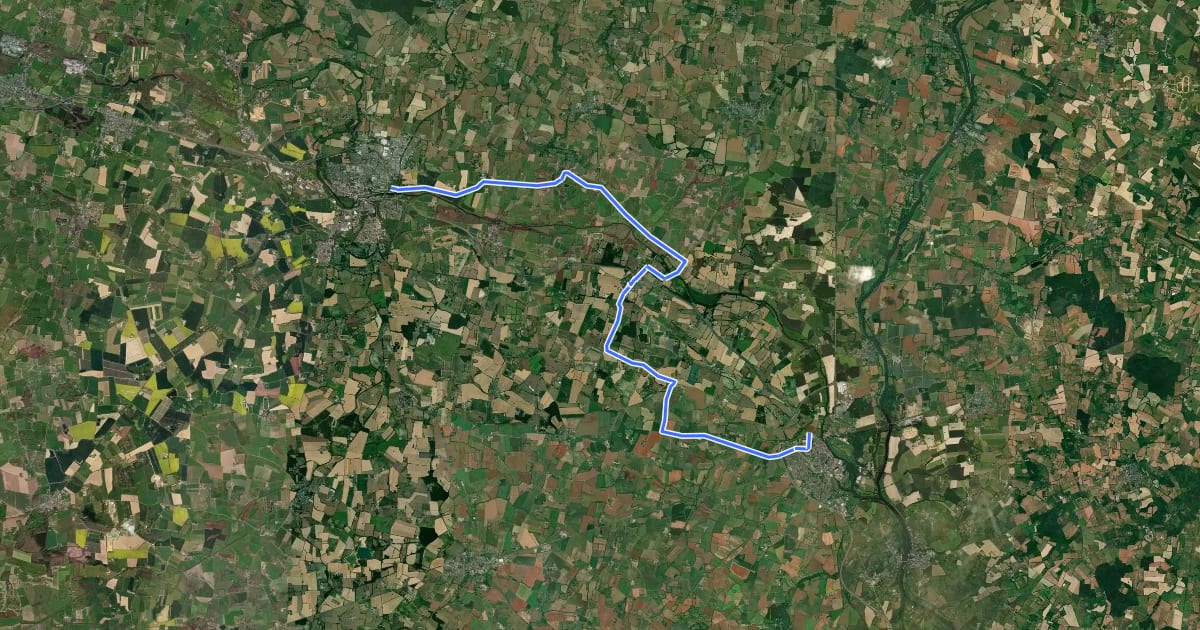 Маршрут Véloroute de Segré-en-Anjou Bleu au Lion d'Angers на спутниковом снимке