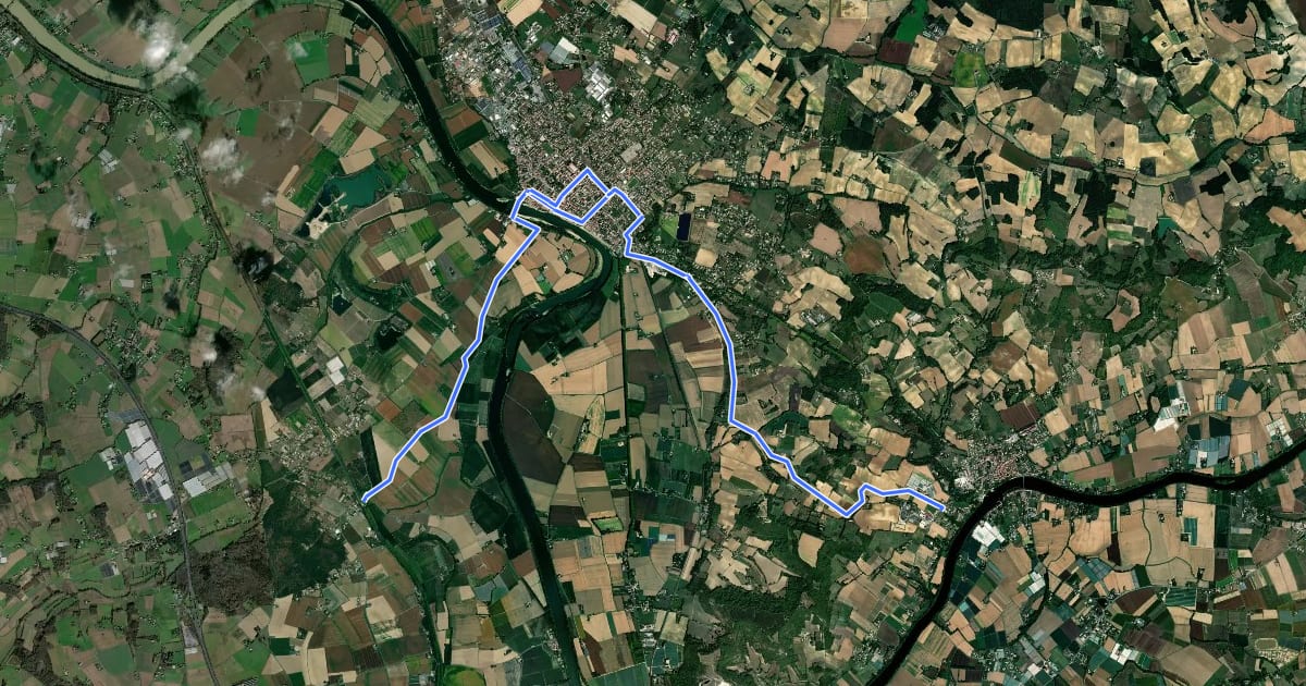 Маршрут Véloroute de Tonneins à Clairac на спутниковом снимке