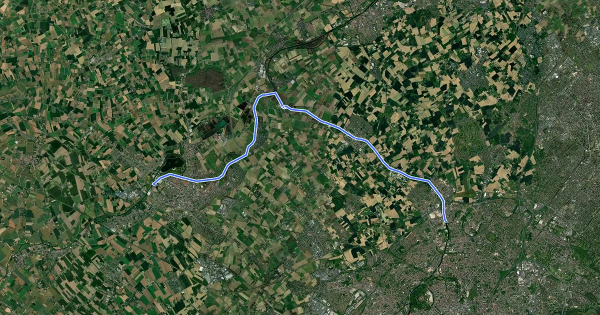 Маршрут Véloroute des Flandres на спутниковом снимке