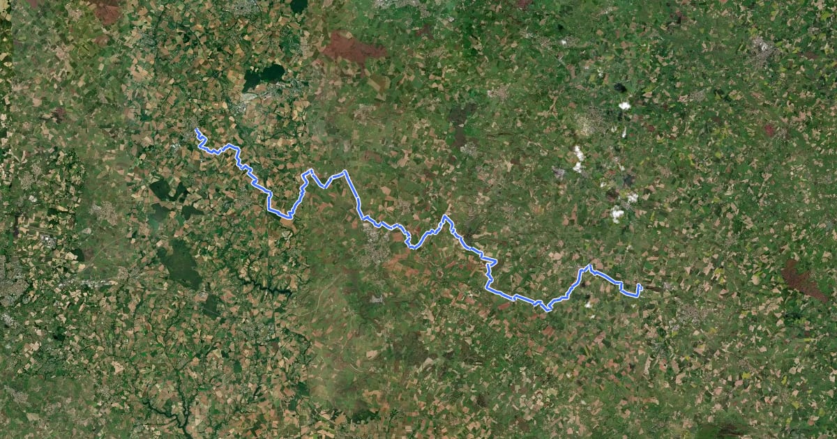 Маршрут Véloroute du Bas Bocage на спутниковом снимке
