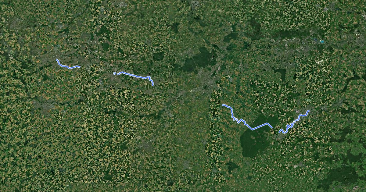 Маршрут Véloroute du Bassin Minier на спутниковом снимке