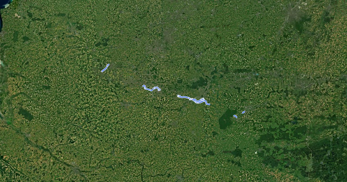 Маршрут Véloroute du Bassin Minier, en projet на спутниковом снимке