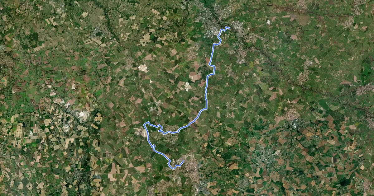 Маршрут Véloroute du Haut Bocage на спутниковом снимке