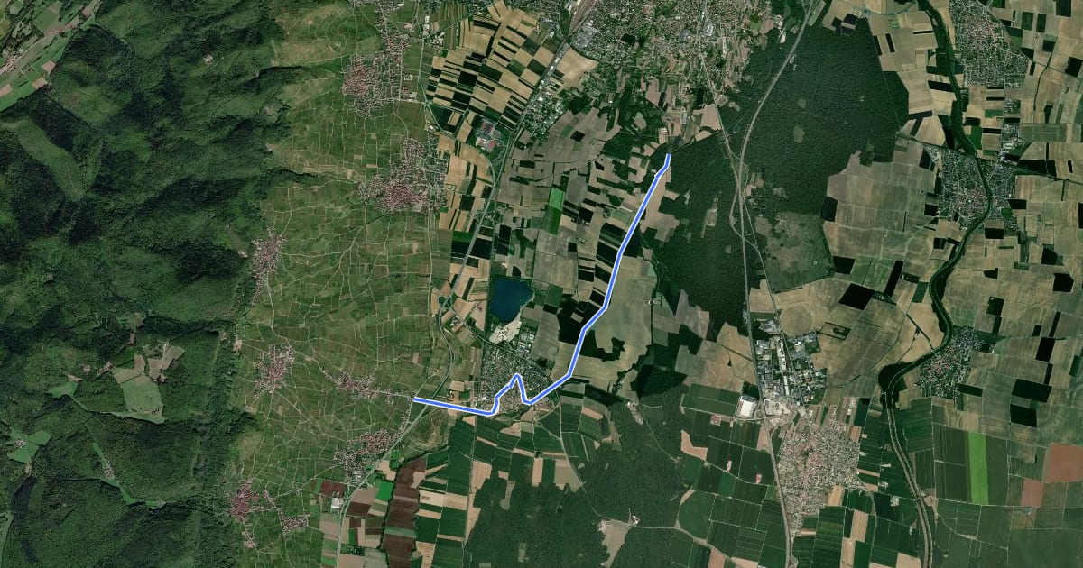 Маршрут Véloroute du Lauchweg на спутниковом снимке