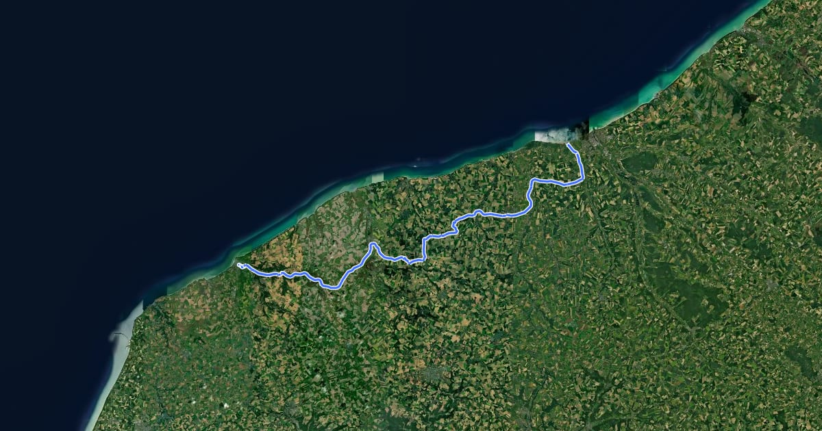 Маршрут Véloroute du Lin на спутниковом снимке