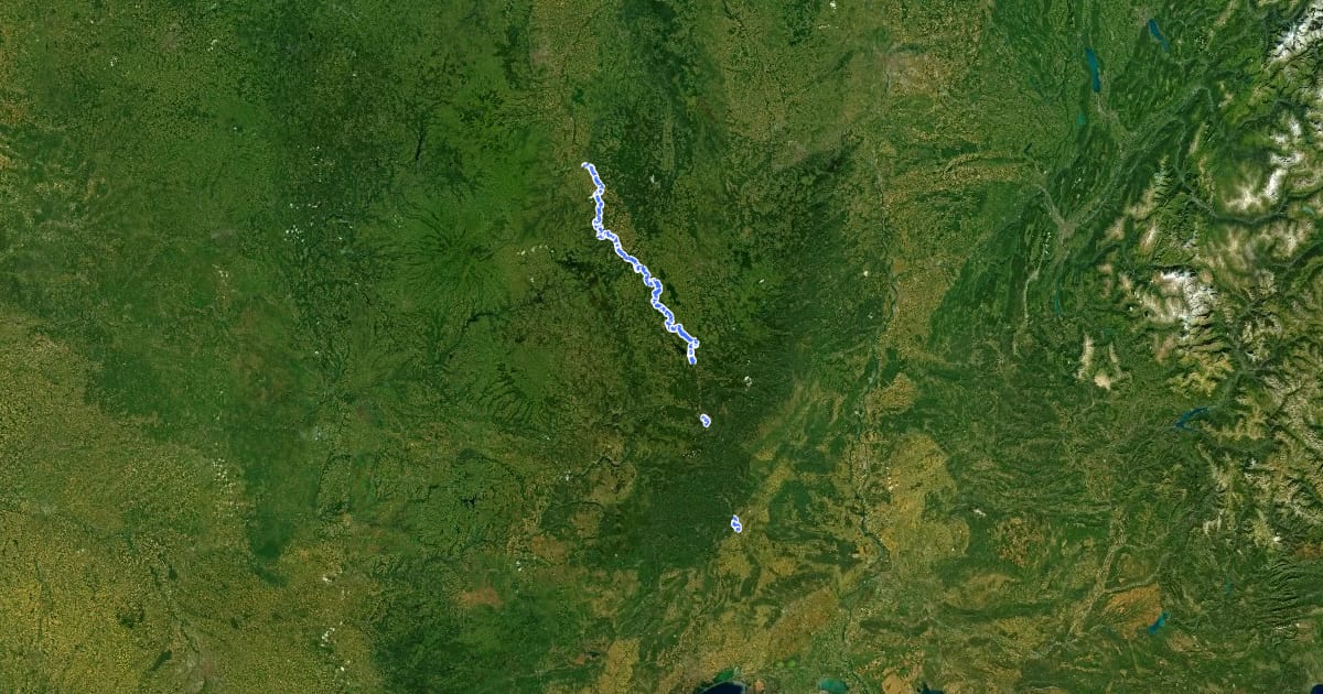 Маршрут Véloroute du Massif Central : Haute-Loire на спутниковом снимке