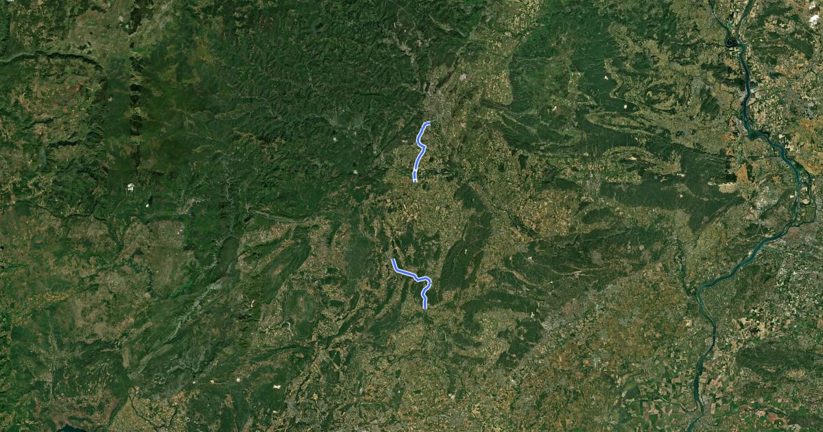 Маршрут Véloroute du Massif Central proposée Alès - Villevieille на спутниковом снимке