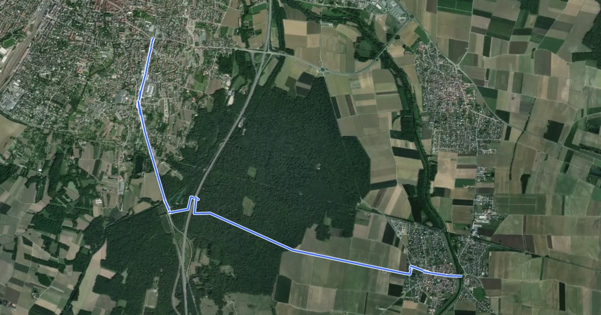 Маршрут Véloroute du Neuland на спутниковом снимке