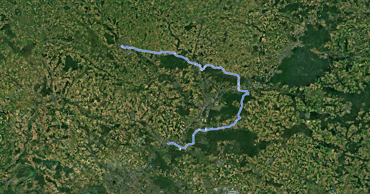 Маршрут Véloroute du Nord : Beaumont-sur-Oise - Beauvais на спутниковом снимке