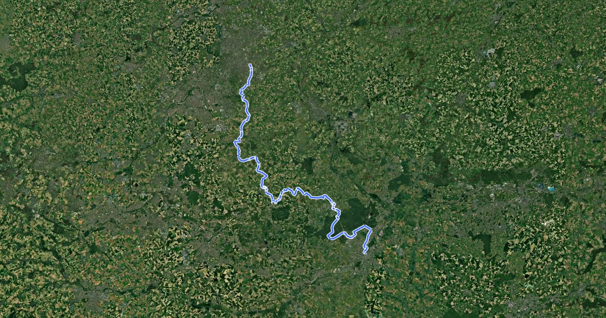 Маршрут Véloroute du Paris-Roubaix на спутниковом снимке