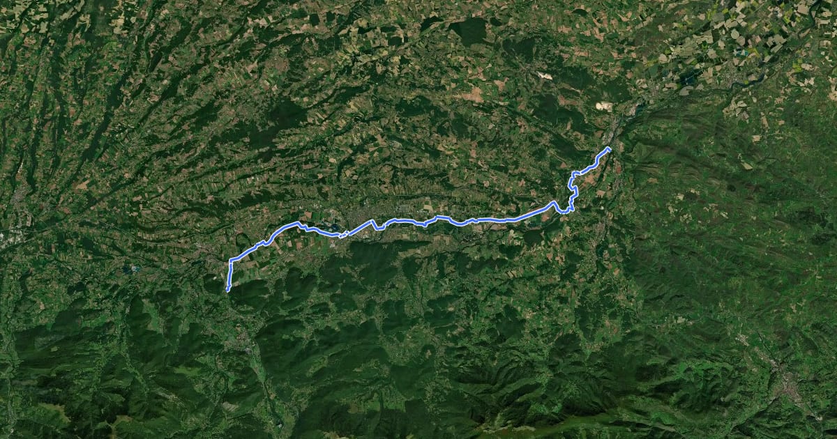 Маршрут Véloroute du Piémont Pyrénéen 04 (Montéjeau - Salies-du-Salat) на спутниковом снимке