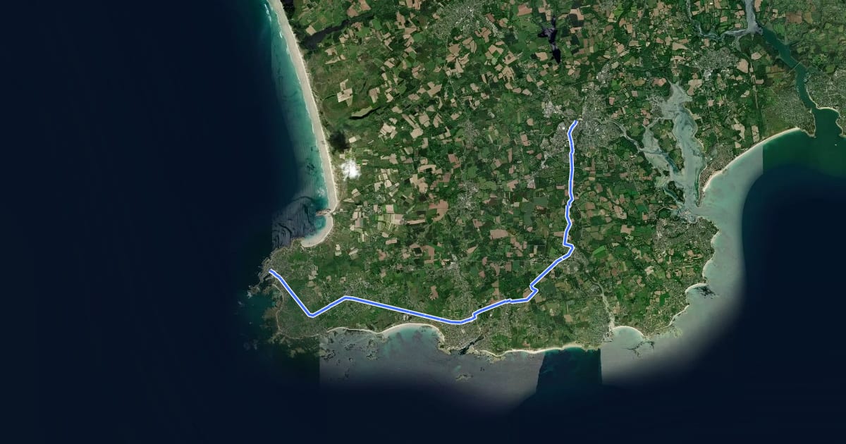 Маршрут Véloroute du Train Birinik V2902 - Pont-l'Abbé - Saint-Guénolé на спутниковом снимке