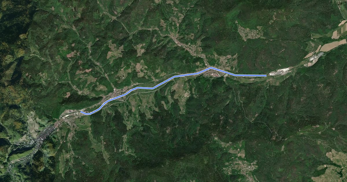Маршрут Véloroute du Val d'Argent на спутниковом снимке