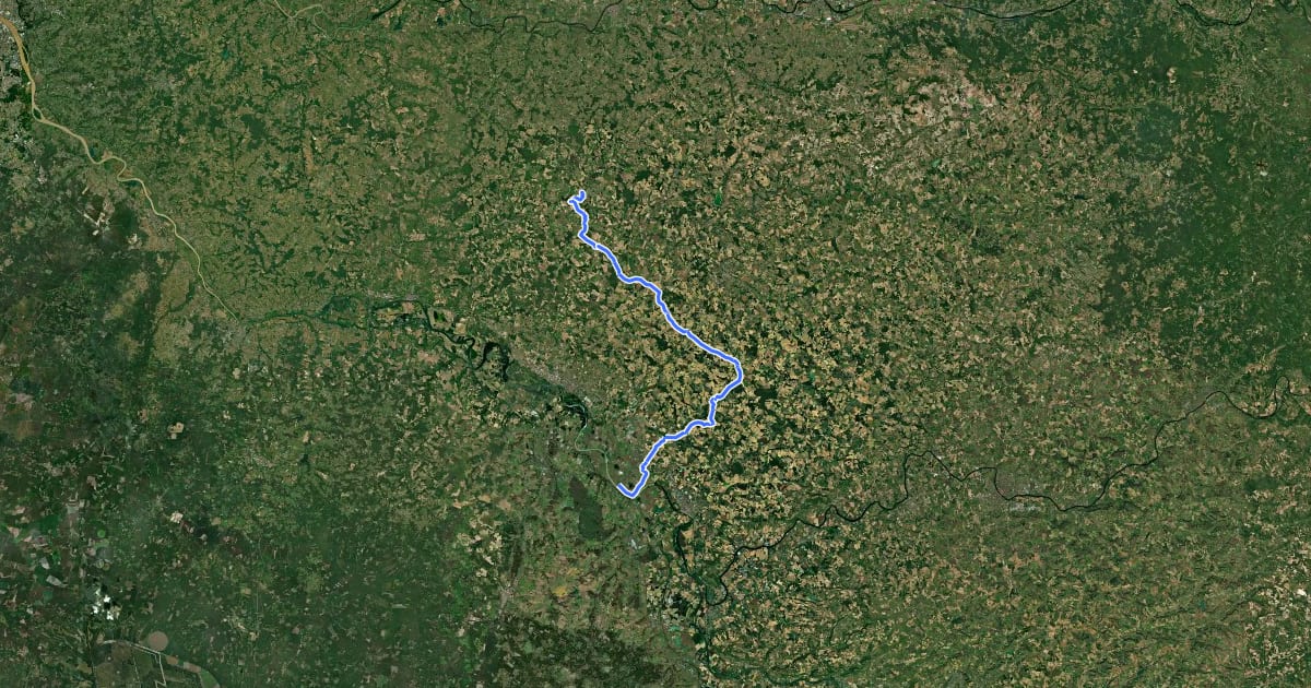Маршрут Véloroute Duras-Le Mas-d'Agenais (liaison Vallée du Dropt-Canal des 2 Mers à vélo V80) на спутниковом снимке