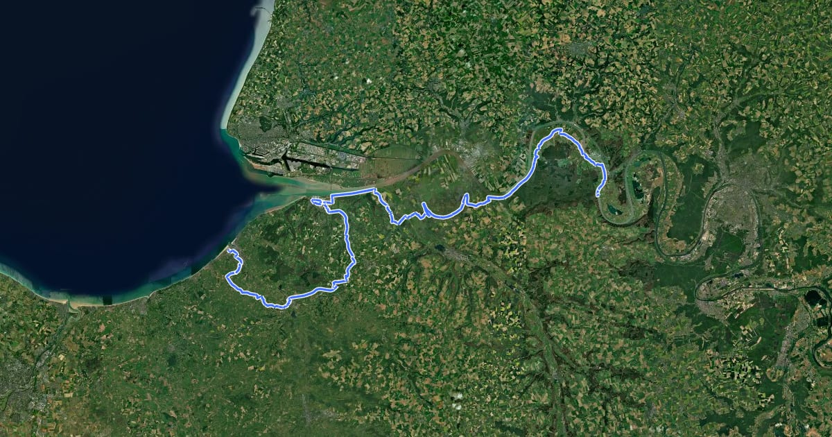 Маршрут Véloroute La Seine à Vélo (branche alternative vers Honfleur) на спутниковом снимке