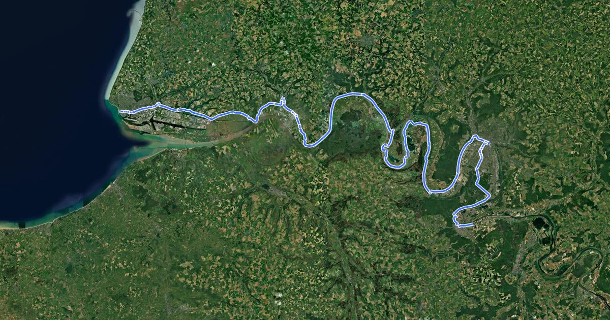 Маршрут Véloroute La Seine à Vélo (Tronçon Seine Maritime) на спутниковом снимке