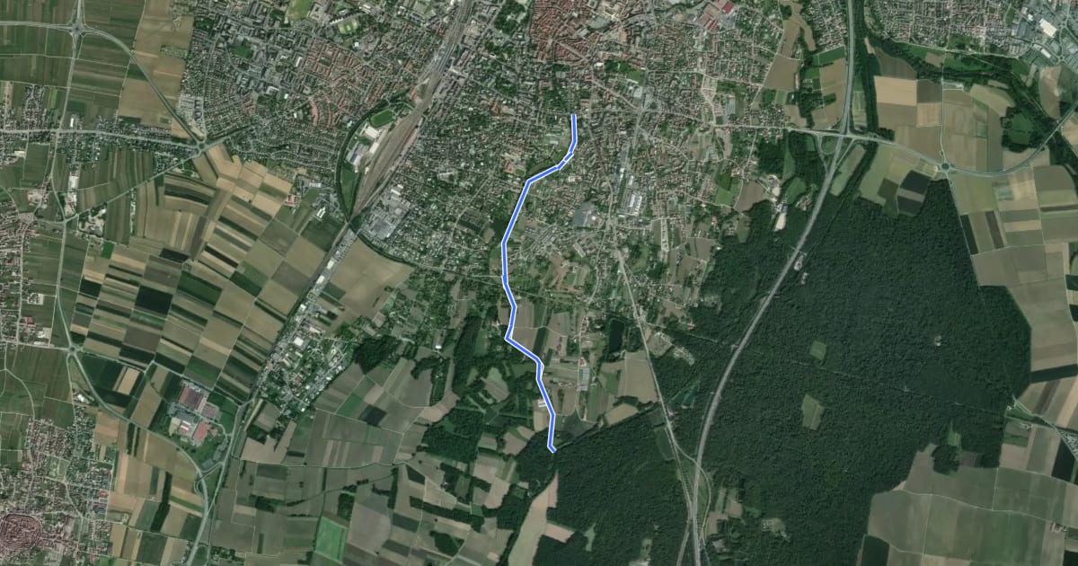Маршрут Véloroute les Maraîchers на спутниковом снимке