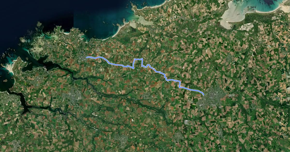 Маршрут Véloroute Lesneven - Plouguerneau на спутниковом снимке