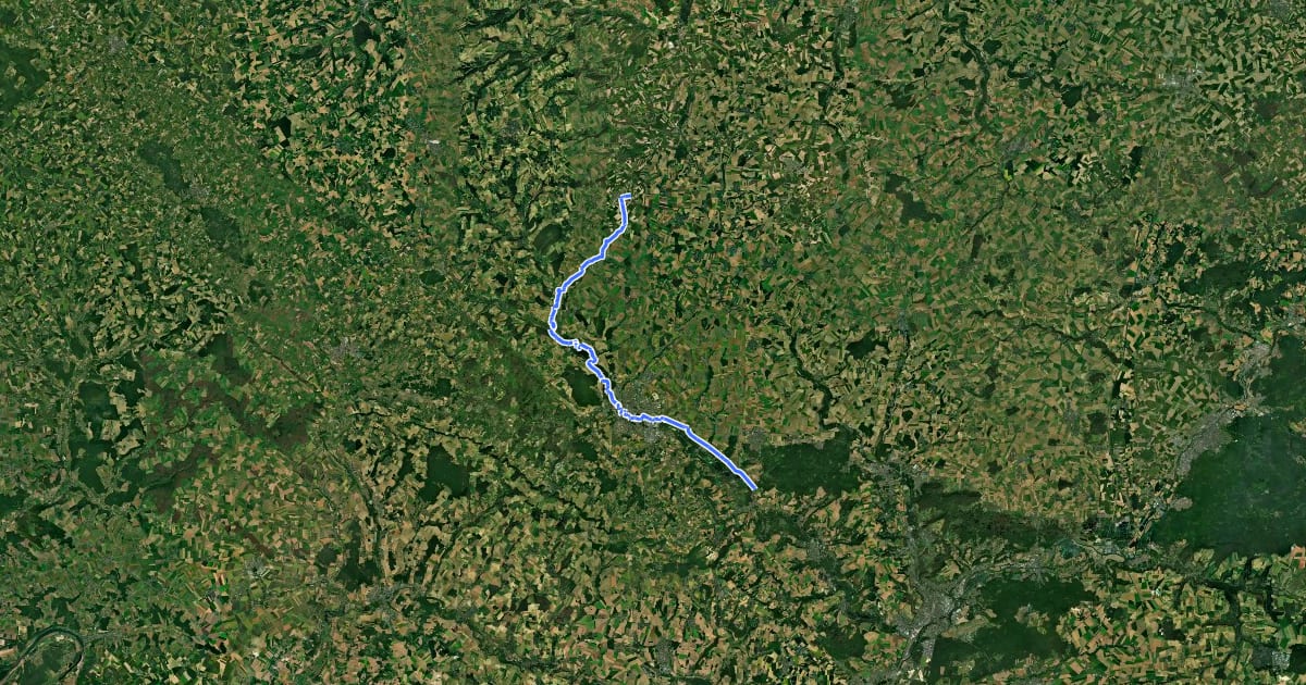 Маршрут Véloroute Paris - Lille на спутниковом снимке