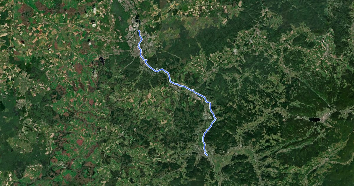 Маршрут Véloroute Épinal - Remiremont на спутниковом снимке